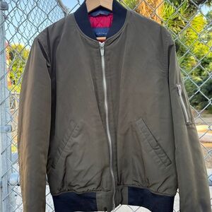 Zara Green Bomber Jacket with Ribbed Details